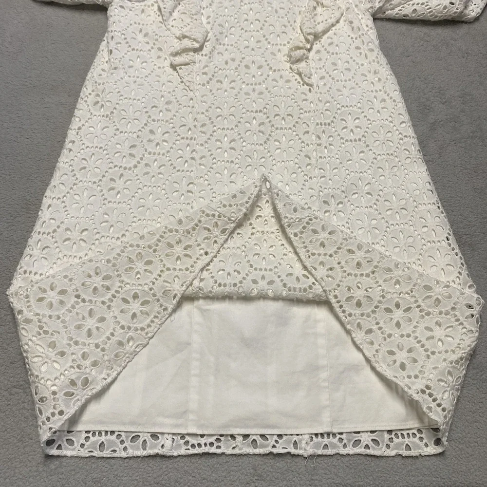 Lilly Pulitzer Dress Small Resort White Floral Eyelet Lace Ruffle Primm Dainty - Picture 6 of 11